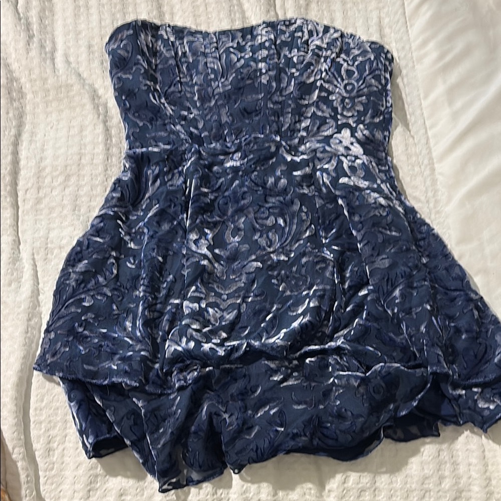 MAJORELLE Strapless Blue Dress